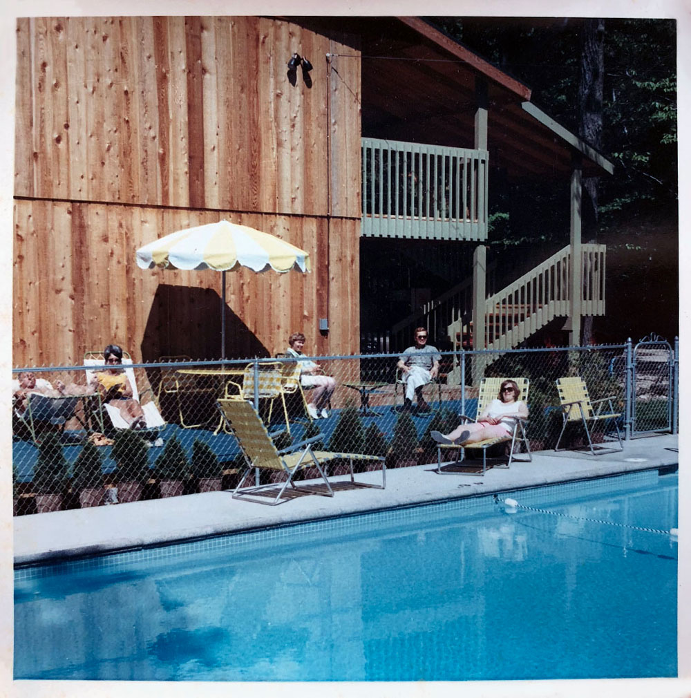 Poolside photo with people - from 1960s