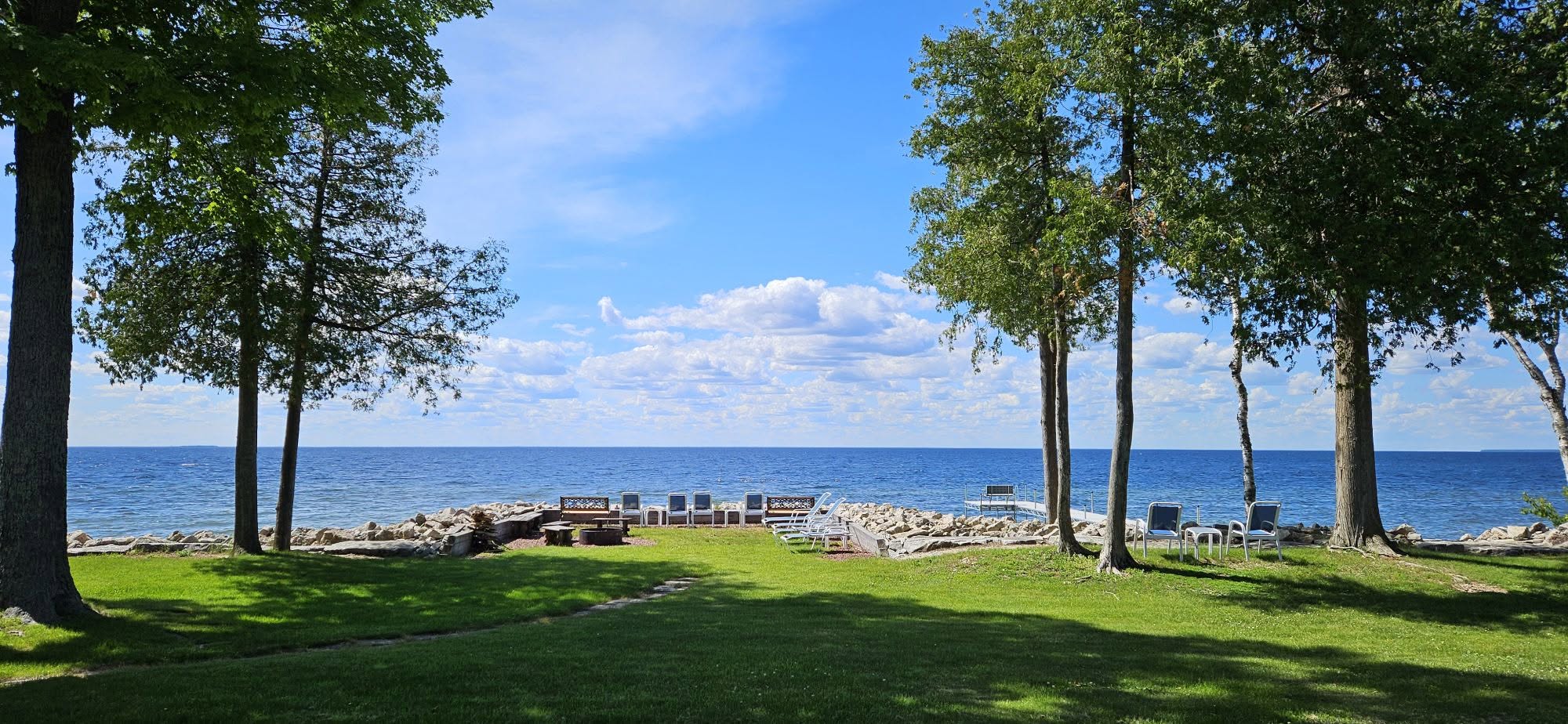 Direct waterfront access from room to beach at Egg Harbor resort