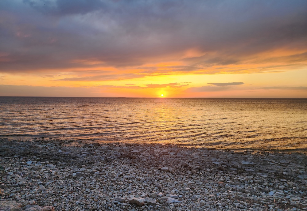Sun setting over the lake